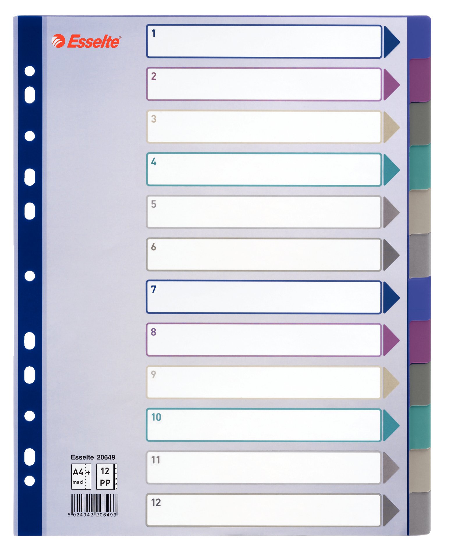 esselte-intercalare-ppl-traslucido-12-tasti-formato-maxi-20649 image 1