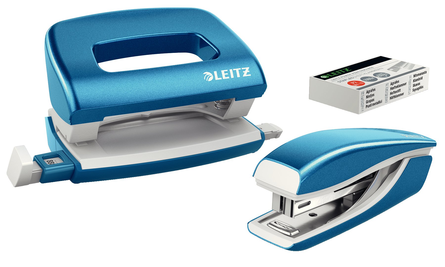 leitz-wow-set-mini-cucitrice-perforatore-10-fogli-blu image 1