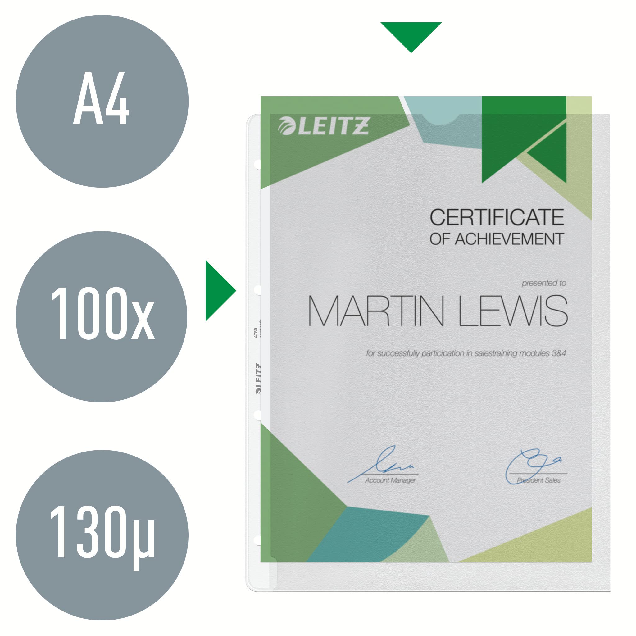 leitz-buste-trasparenti-a4-pp-0-13-mm-100-pezzi-con-foratura image 2