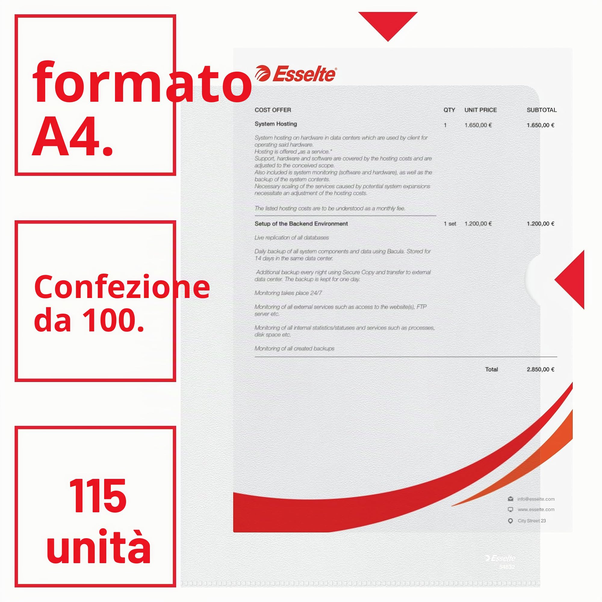 esselte-deluxe-buste-a-l-a4-antiriflesso-ppl-100-pezzi-54832 image 2