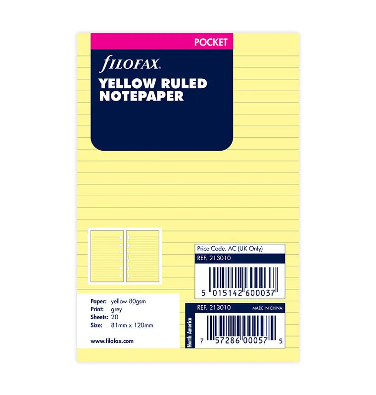 filofax-fogli-a-righe-giallo-pocket-20-fogli image 1