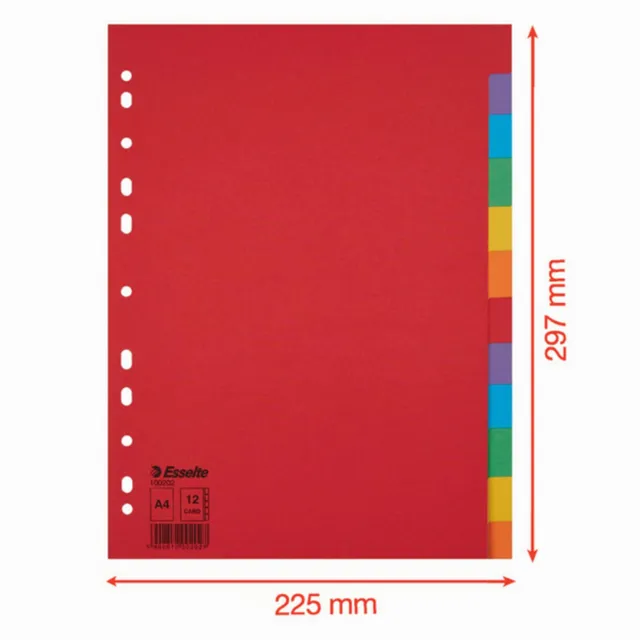 esselte-divisori-per-raccoglitori-a4-12-tasti-multicolore-confezione-da-10 image 1