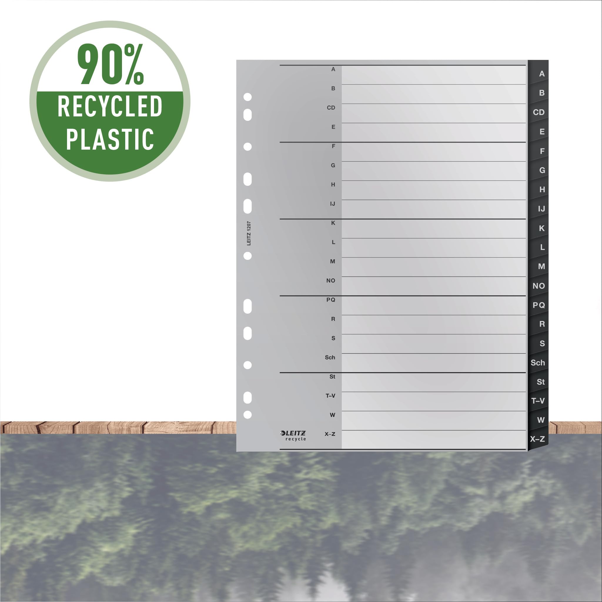 leitz-recycle-12070000-indice-a-z-20-schede-a4-extra-largo-plastica-riciclata-gr image 2