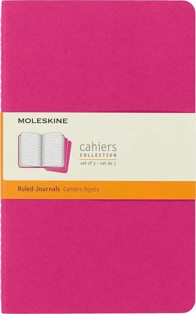 moleskine-cahier-journal-set-3-quaderni-a-righe-large-13x21-cm-rosa image 1
