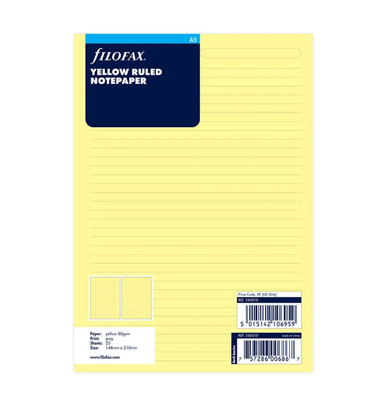 filofax-refill-fogli-a-righe-gialli-a5-25-fogli image 1
