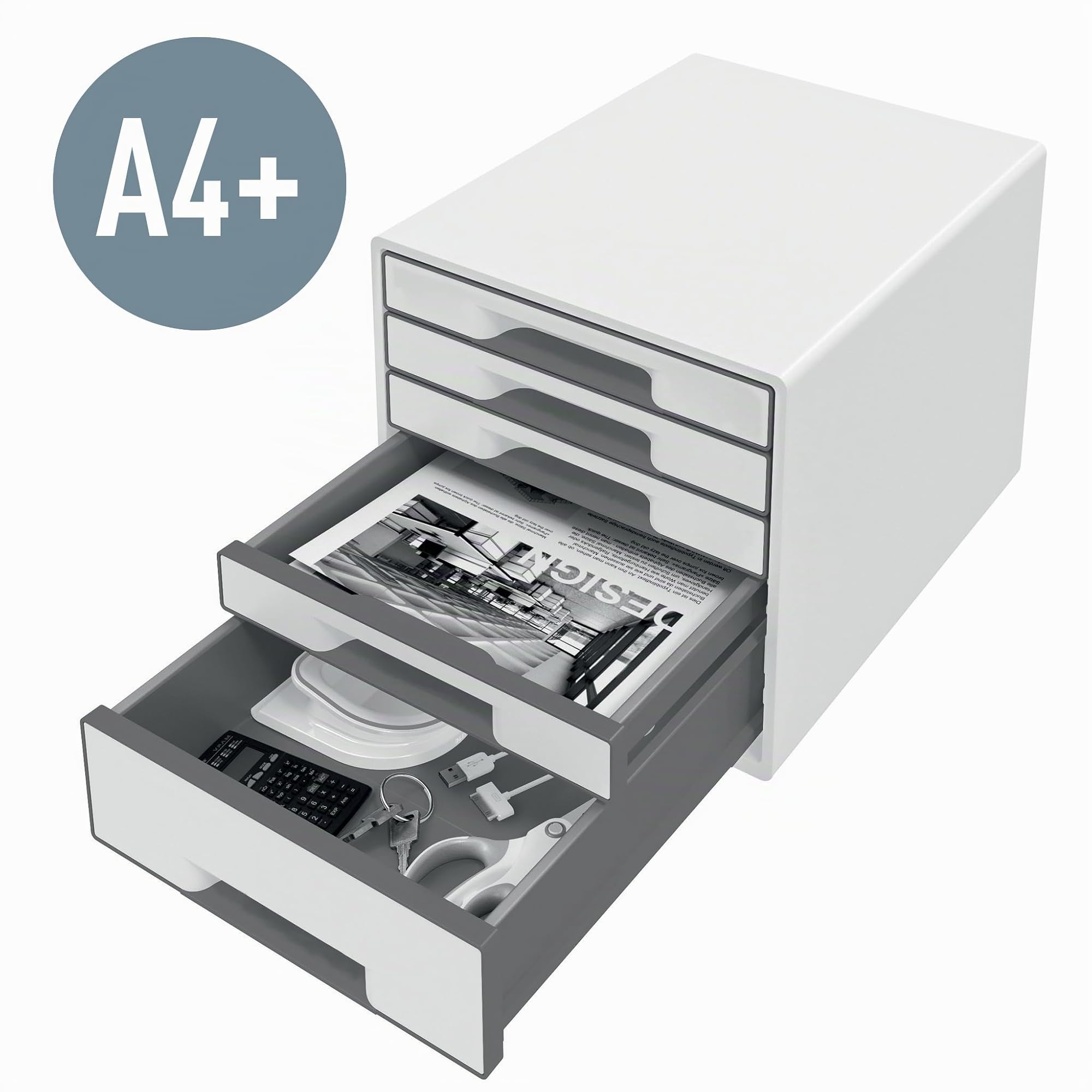 leitz-wow-cube-cassettiera-5-cassetti-a4-bianco-grigio-52142001 image 5