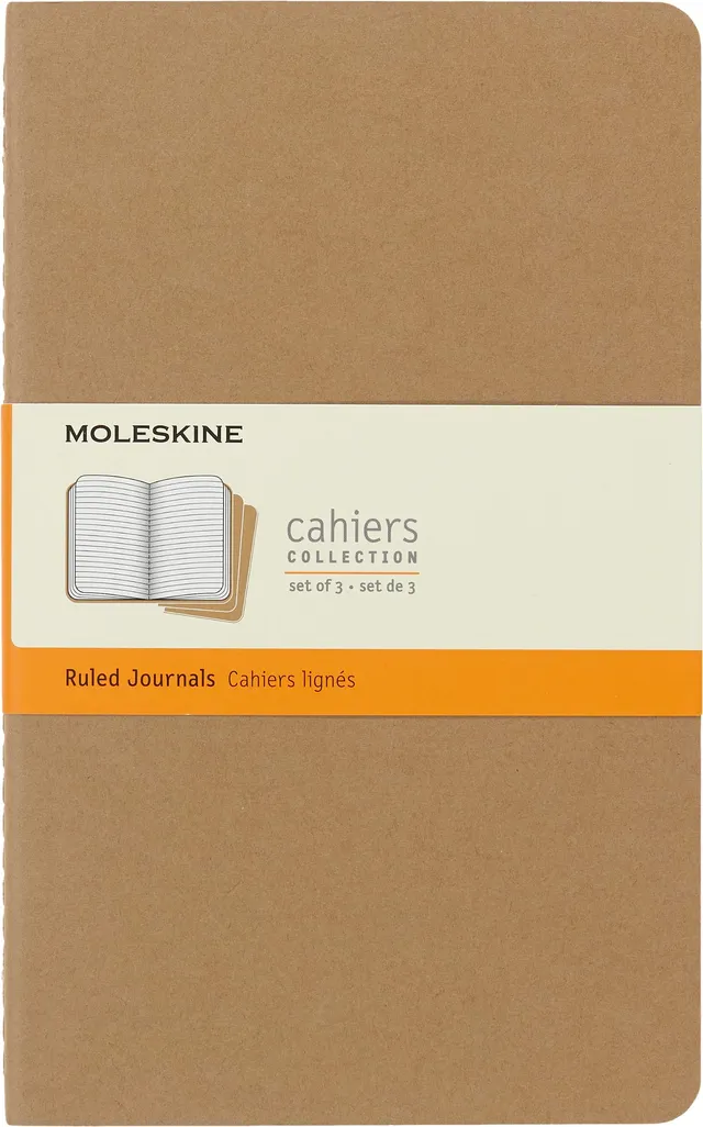 moleskine-cahier-journal-set-3-quaderni-a-righe-marrone-large-13x21-cm-80-pagine image 1