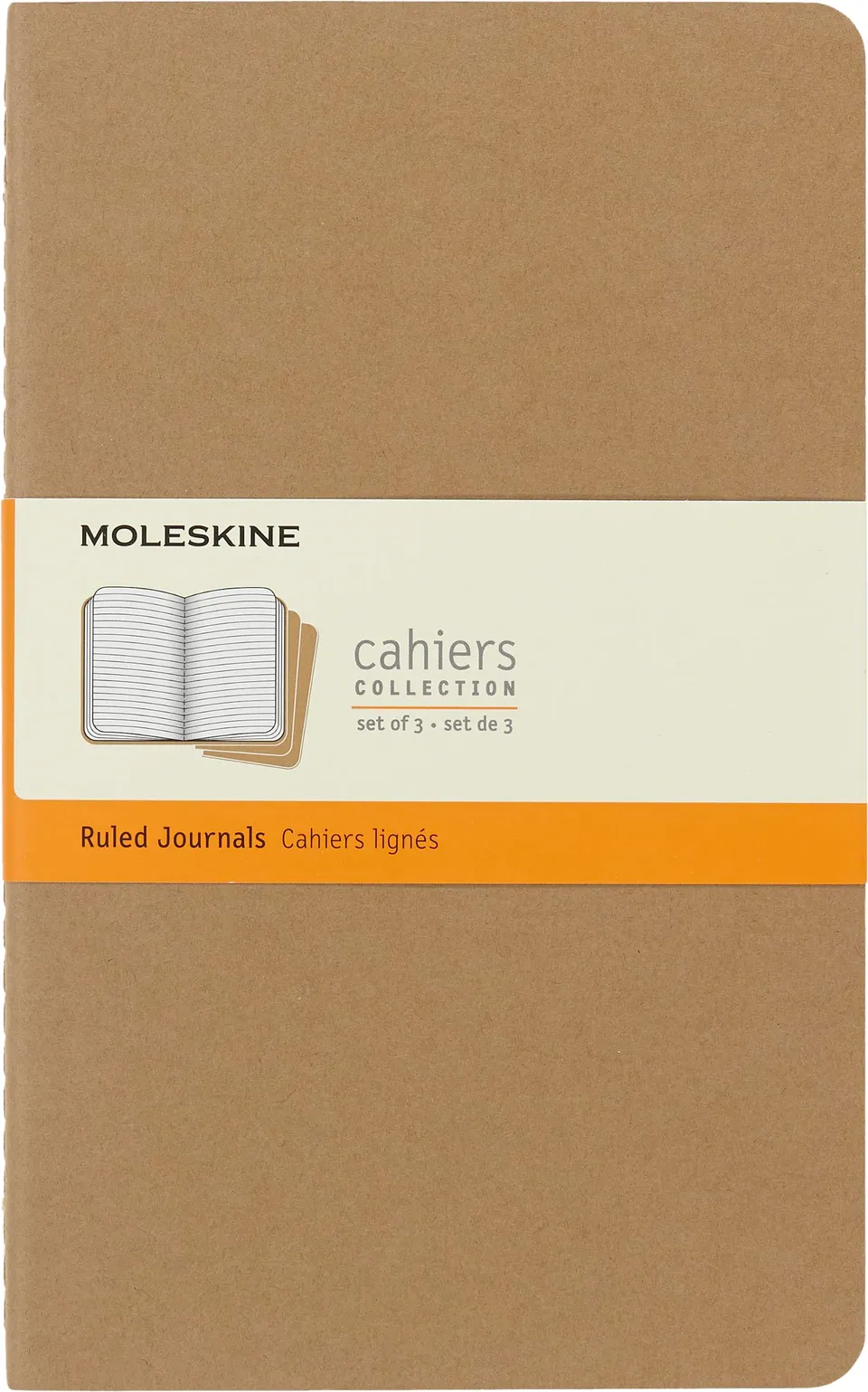 moleskine-cahier-journal-set-3-quaderni-a-righe-marrone-large-13x21-cm-80-pagine image 1