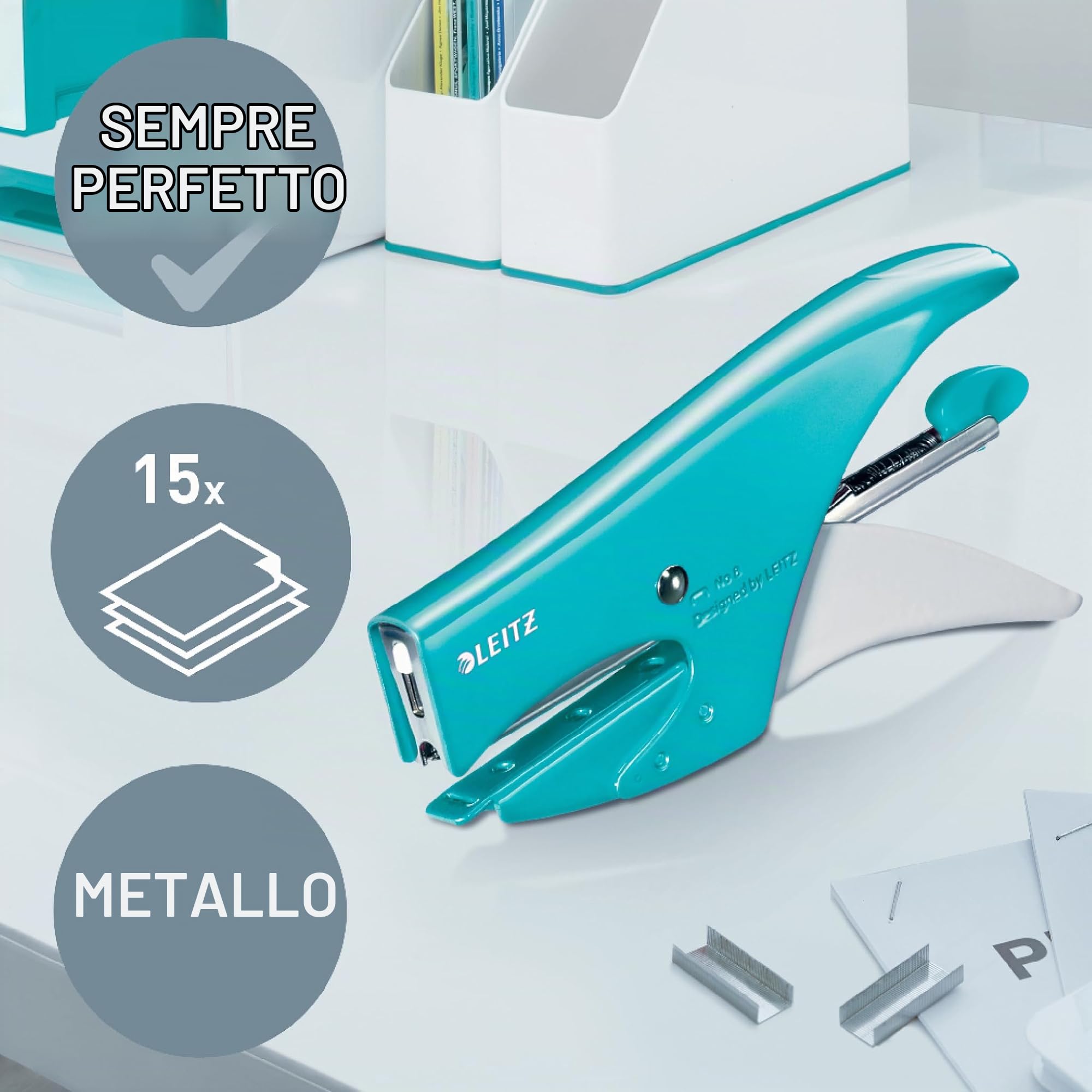 leitz-wow-cucitrice-a-pinza-15-fogli-acquamarina-metallizzato-55472051 image 2