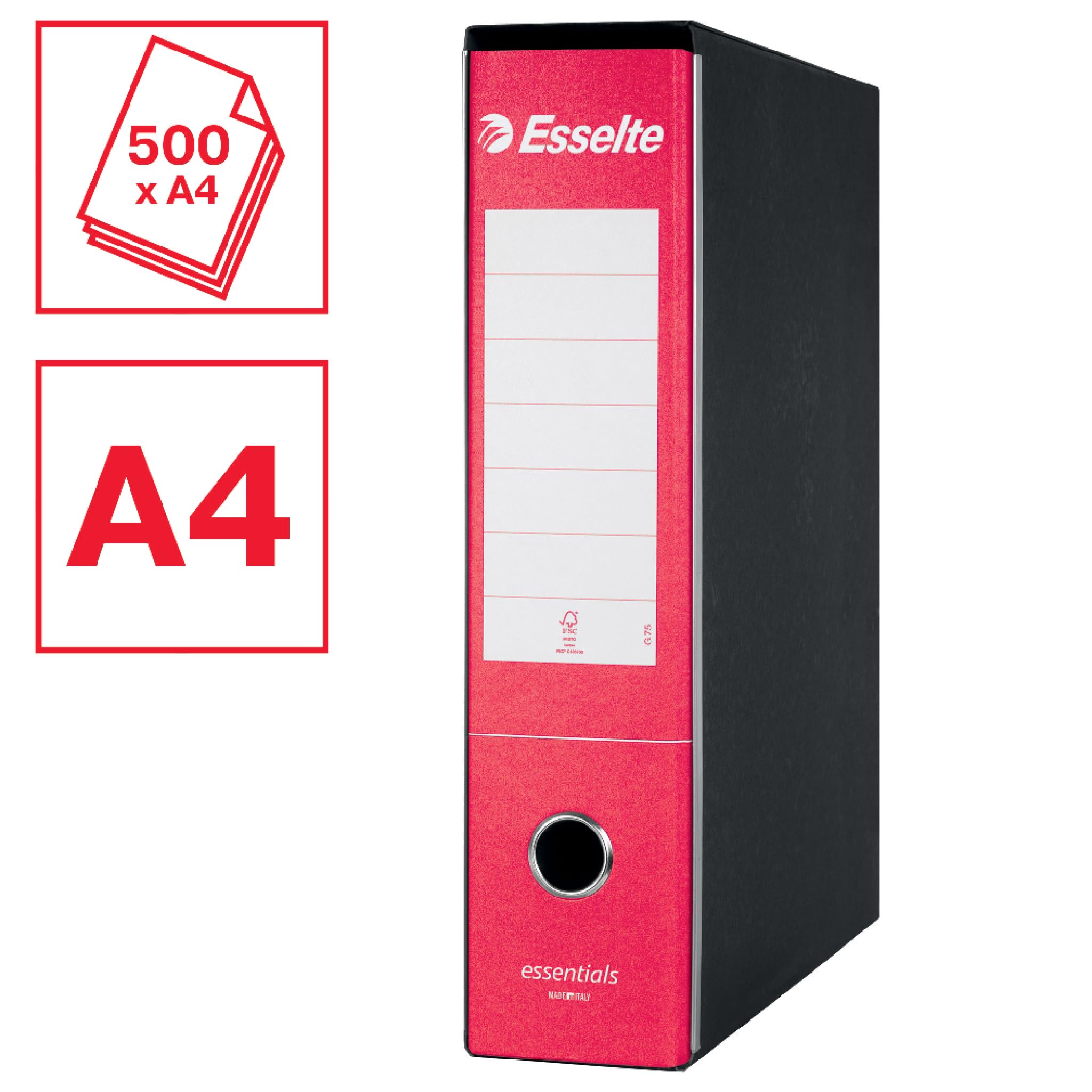 esselte-essentials-g75-registratore-protocollo-leva-dorso-8-cm-rosso-conf-6-pezz image 2