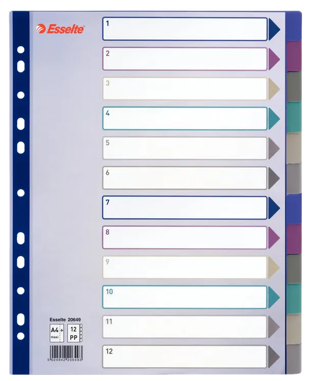 esselte-intercalare-ppl-traslucido-12-tasti-formato-maxi-20649 image 1