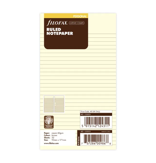 filofax-fogli-a-righe-crema-personal-32-fogli image 1