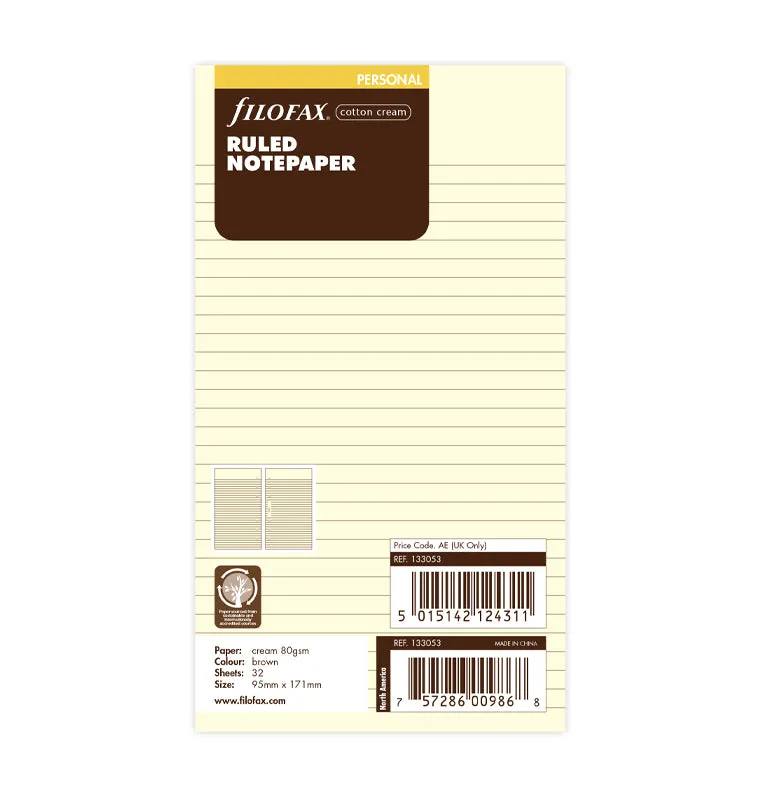 filofax-fogli-a-righe-crema-personal-32-fogli image 1