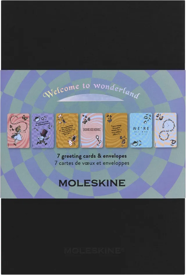 moleskine-set-7-biglietti-auguri-alice-9x14-cm-carta-riciclata image 1
