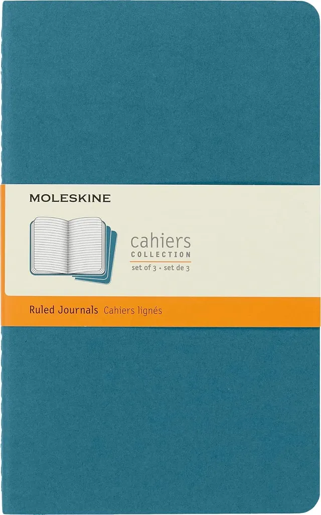 moleskine-cahier-journal-large-13x21-cm-righe-blu-brillante-set-3-quaderni image 1