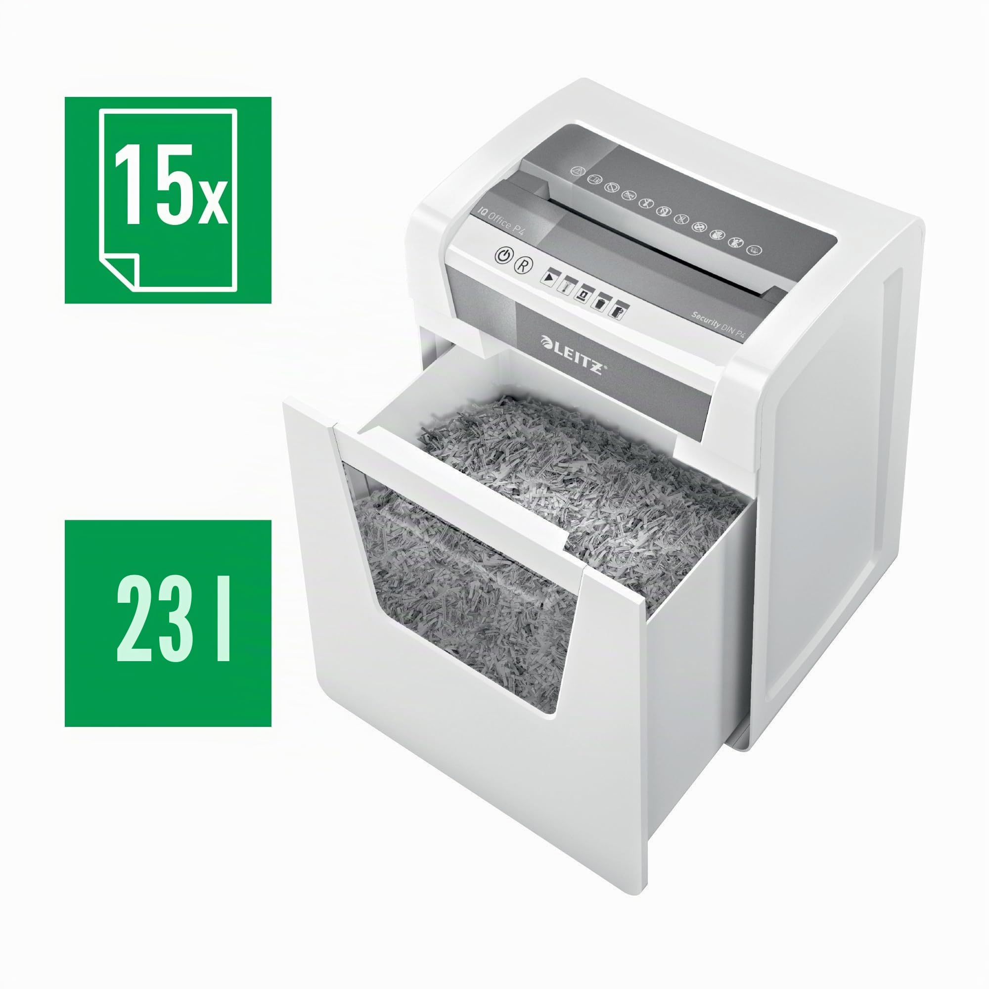 leitz-iq-office-p4-80030000-distruggidocumenti-15-fogli-23-litri-taglio-a-framme image 2