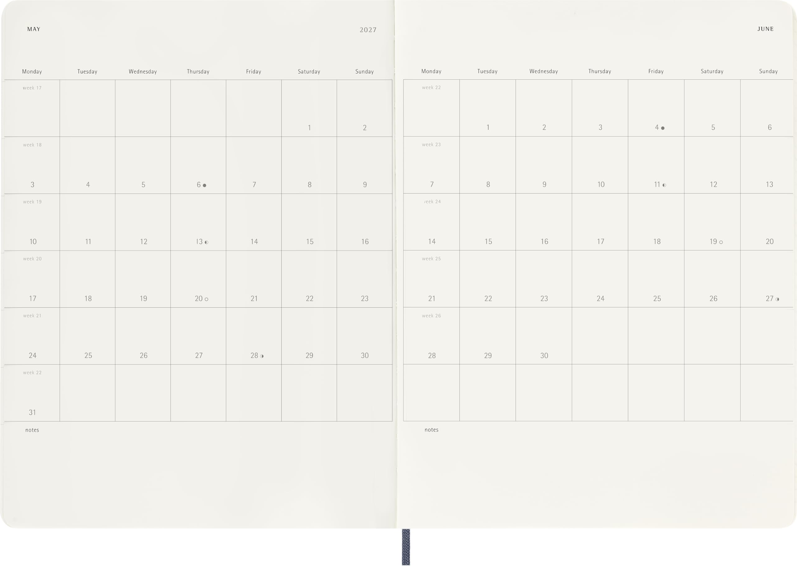 moleskine-agenda-settimanale-2027-xl-19x25-cm-blu-zaffiro-copertina-morbida image 4
