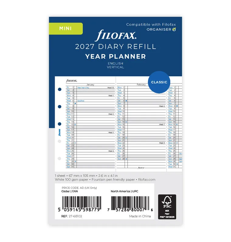 filofax-planner-annuale-verticale-mini-inglese-2027 image 1