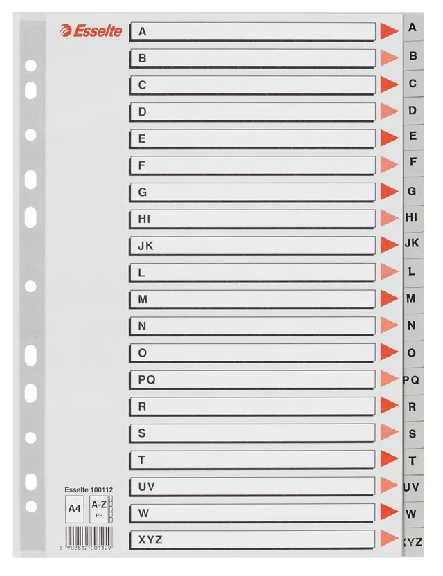 esselte-rubrica-alfabetica-a-z-a4-grigia-divisori-pp-11-fori image 1