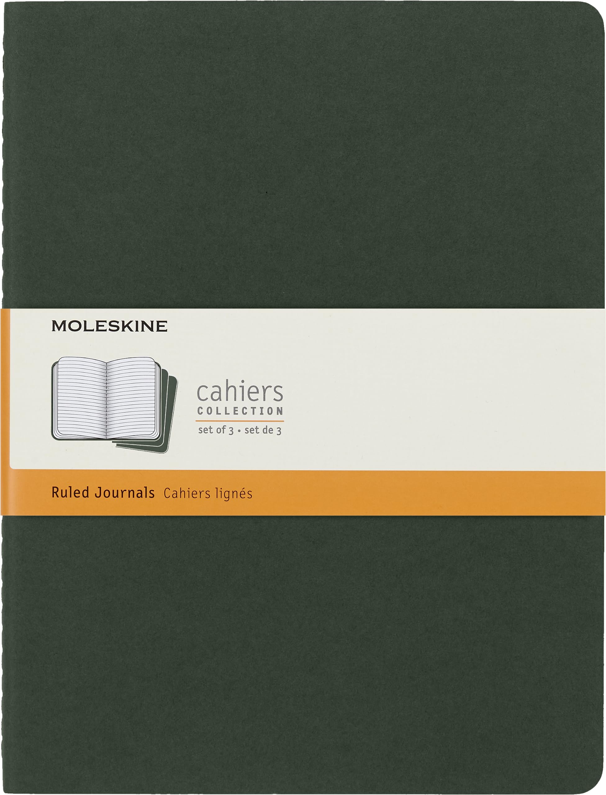 moleskine-cahier-journal-set-3-quaderni-a-righe-verde-mirto-extra-large-19x25-cm image 1