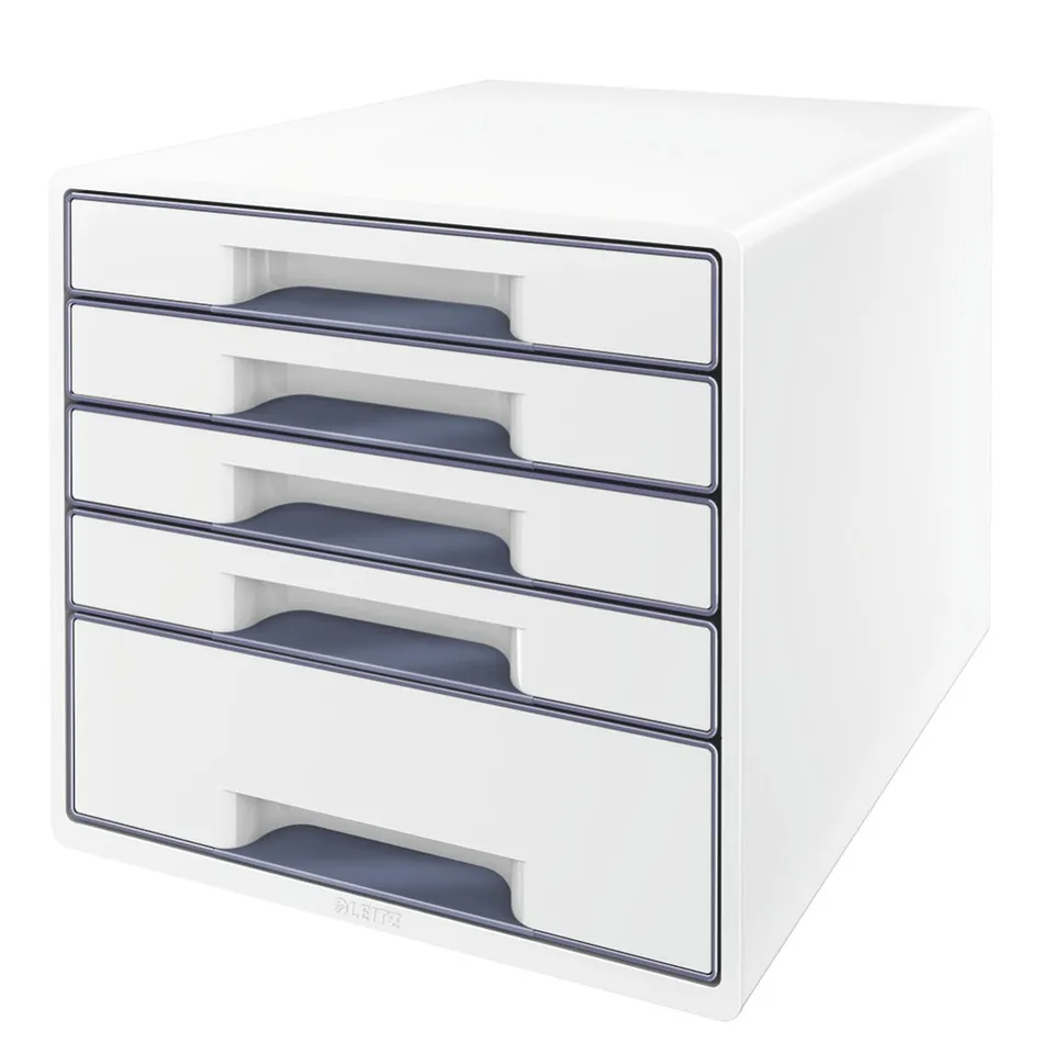 leitz-wow-cube-cassettiera-5-cassetti-a4-bianco-grigio-52142001 image 1