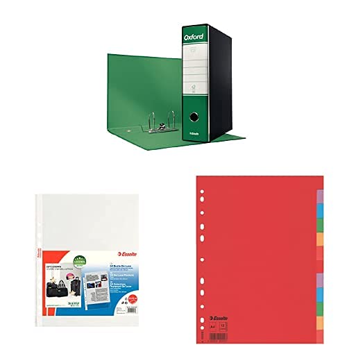 esselte-oxford-g85-registratore-protocollo-8cm-verde-buste-deluxe-divisori image 1