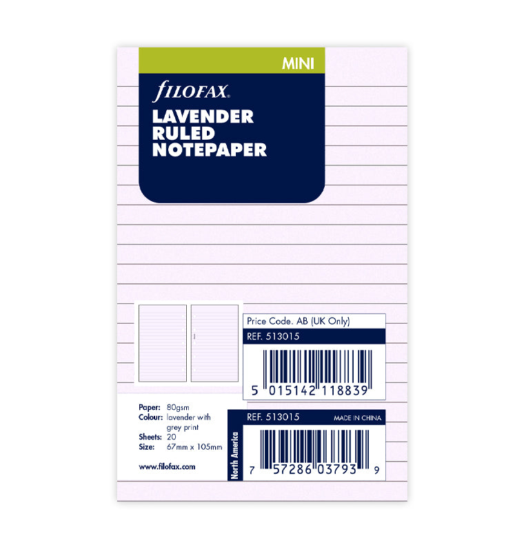 filofax-fogli-a-righe-lavanda-mini-30-fogli image 1