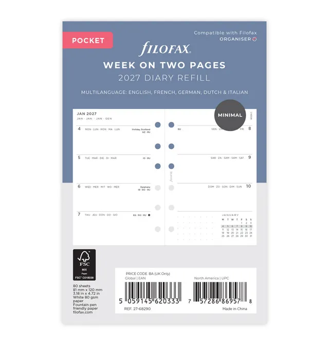 filofax-diario-settimanale-minimal-pocket-multilingua-2027 image 1