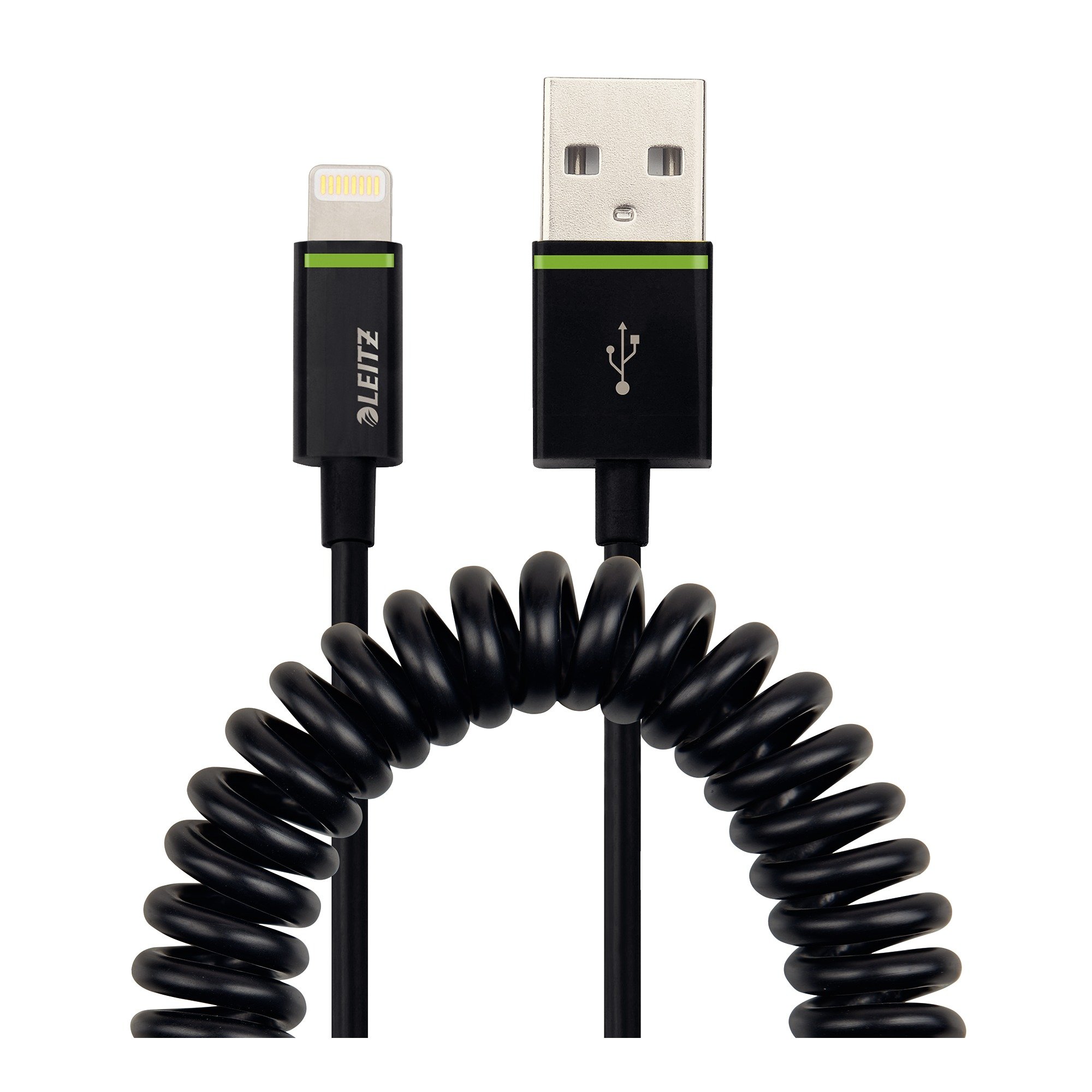 leitz-cavo-spiralato-lightning-usb-1m-nero-62150095 image 1