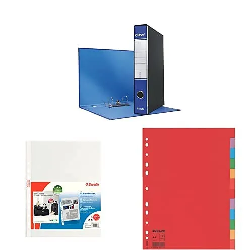 esselte-oxford-g82-kit-8-registratori-commerciale-5cm-blu-50-buste-divisori image 1