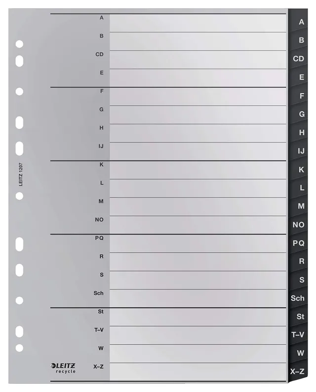 leitz-recycle-12070000-indice-a-z-20-schede-a4-extra-largo-plastica-riciclata-gr image 1