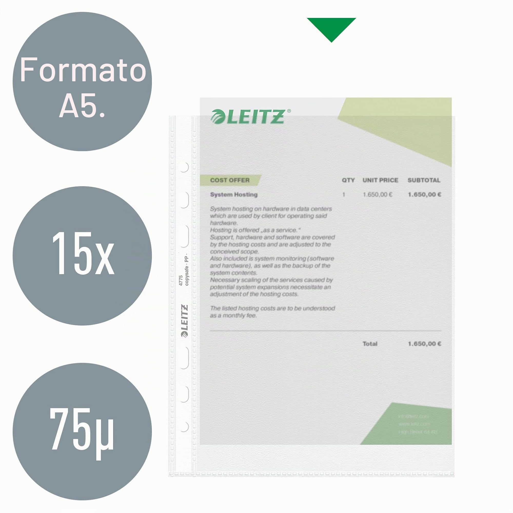 leitz-buste-trasparenti-standard-a5-confezione-15-pezzi-lucide image 2