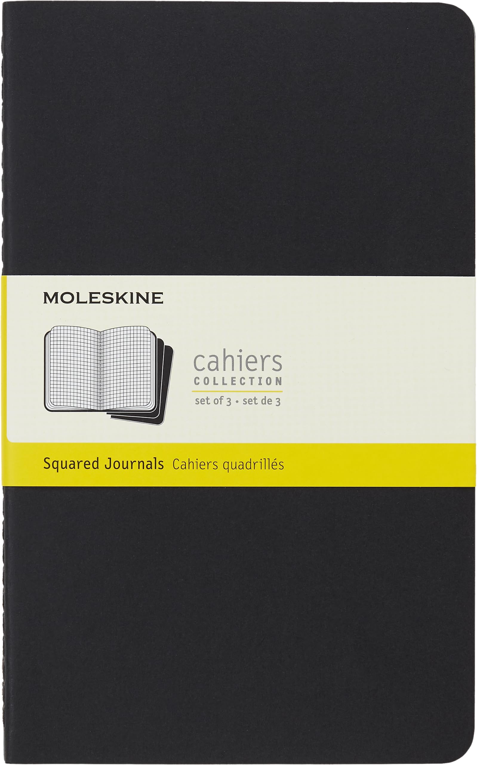 moleskine-cahier-journal-set-3-quaderni-a-quadretti-nero-large-13-x-21-cm image 1
