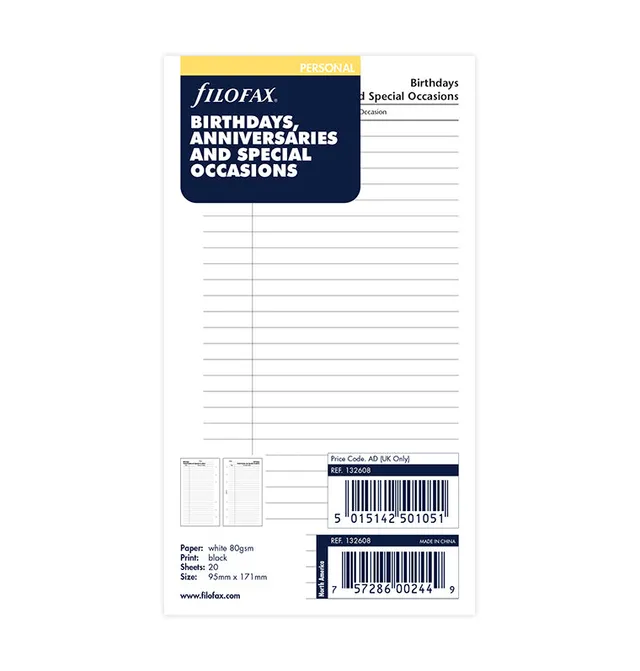 filofax-personal-refill-compleanni-e-occasioni image 1