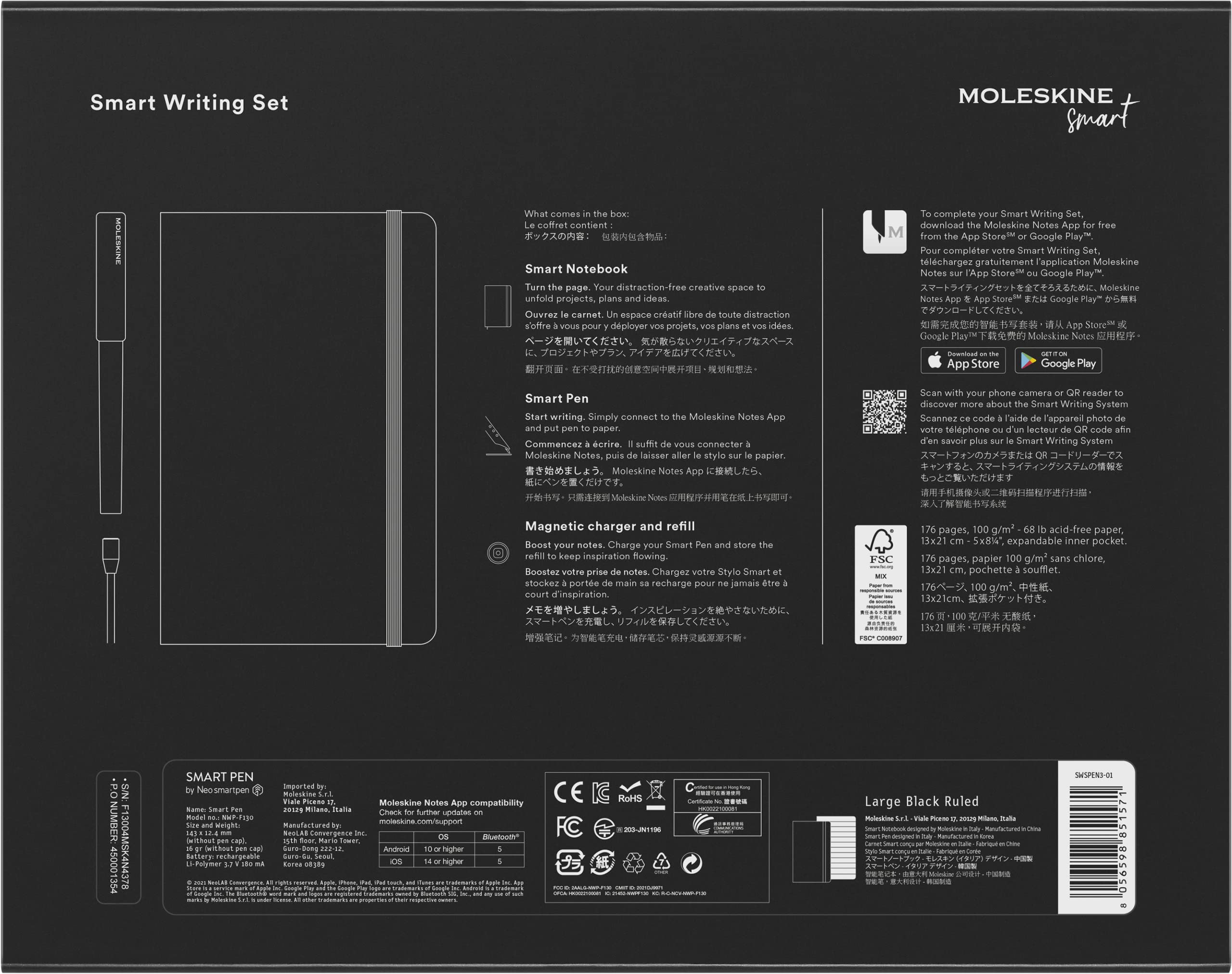 moleskine-smart-writing-set-large-13x21-cm-smart-notebook-righe-nero-smart-pen image 7
