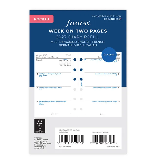 filofax-the-original-ricarica-agenda-pocket-2027-1-settimana-su-2-pagine-multili image 1