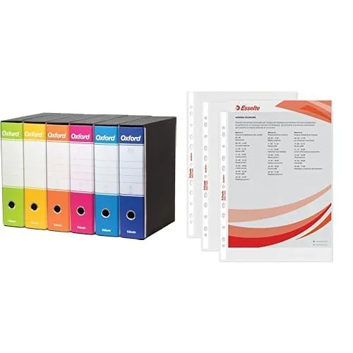 set-esselte-g85-oxford-color-mix-6-registratori-assortiti-dorso-8-cm-50-buste-a4 image 1