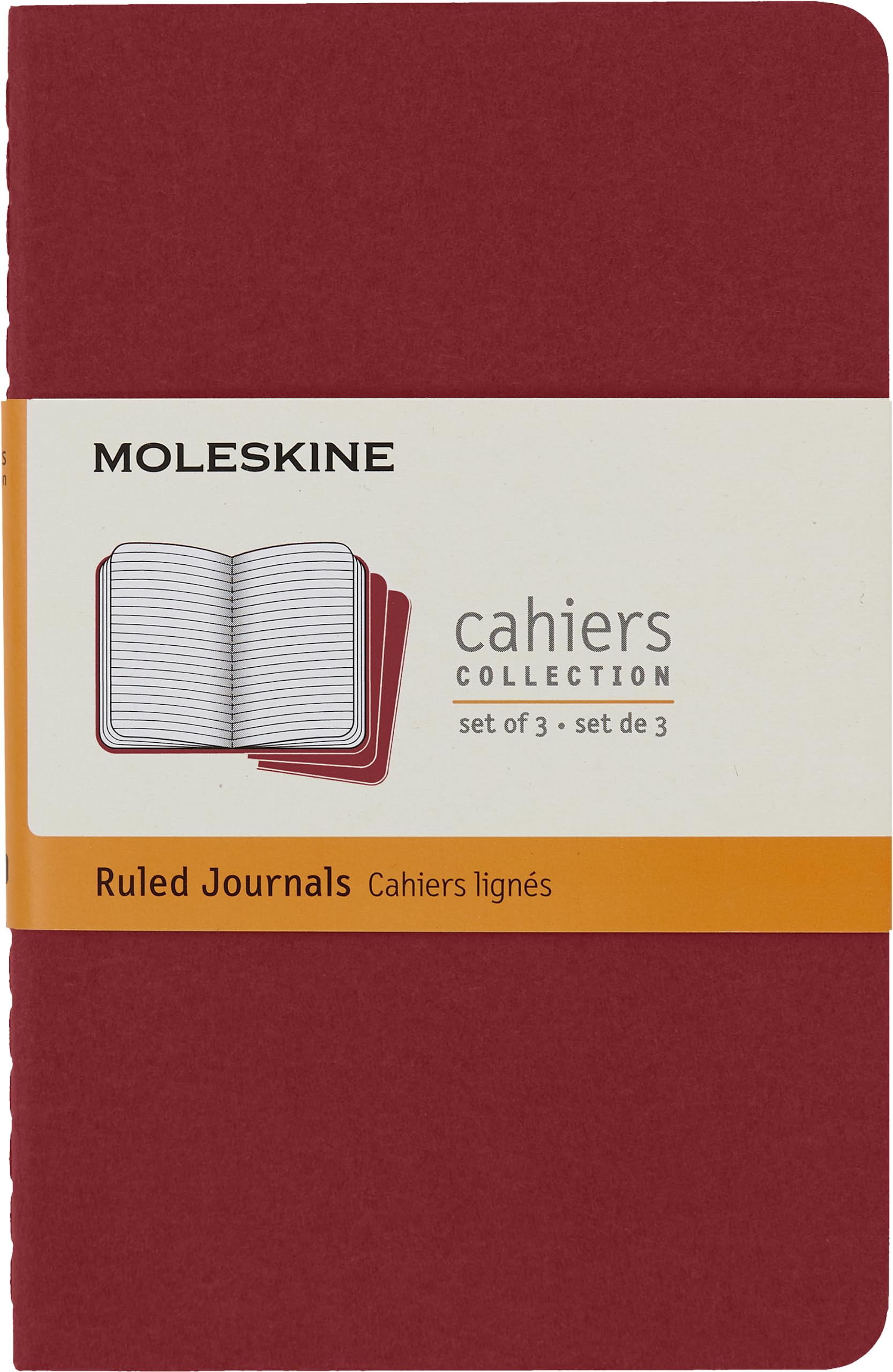 moleskine-cahier-journal-set-3-quaderni-pocket-9x14-cm-righe-rosso image 1