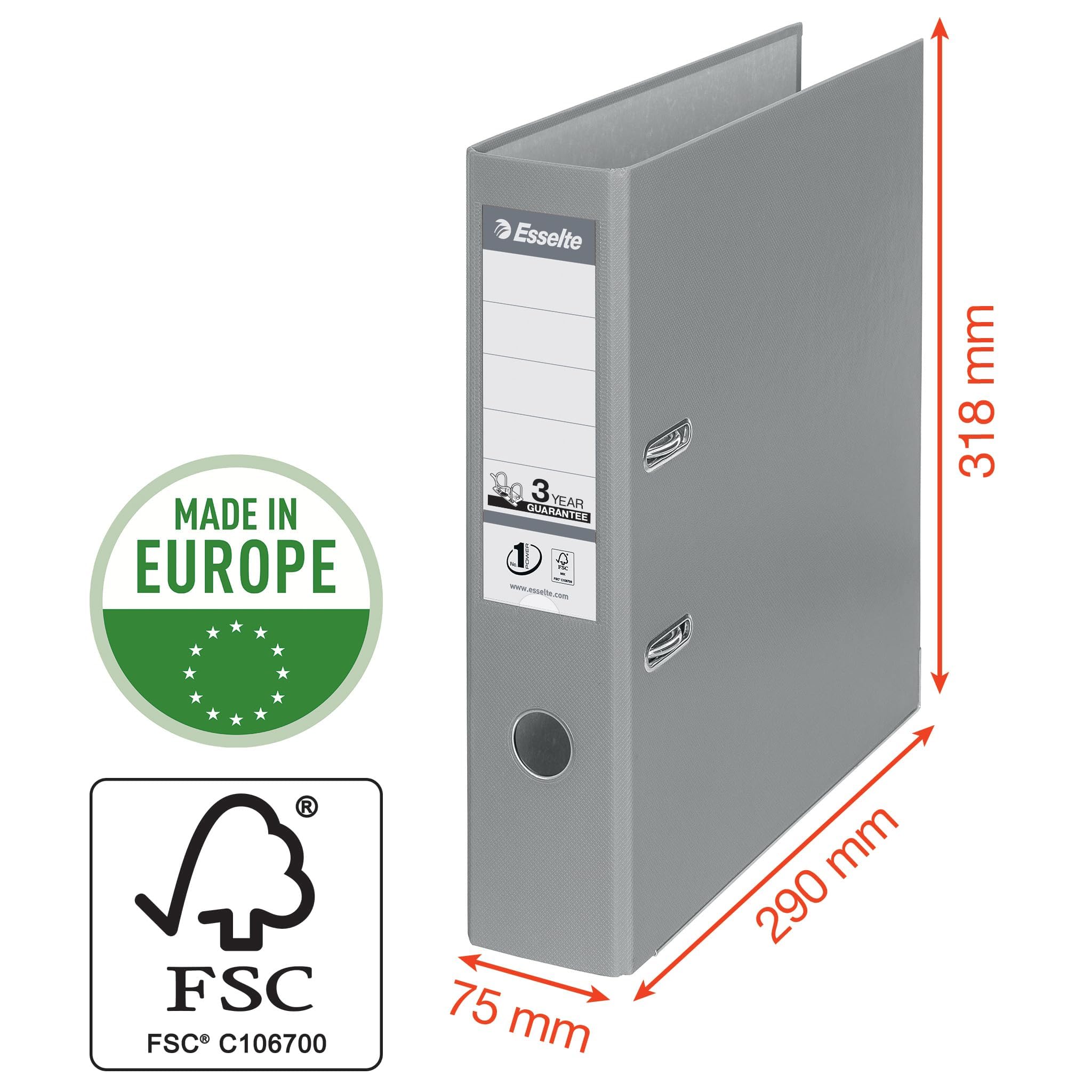 esselte-raccoglitore-a-leva-a4-grigio-500-fogli-pp-fsc image 4