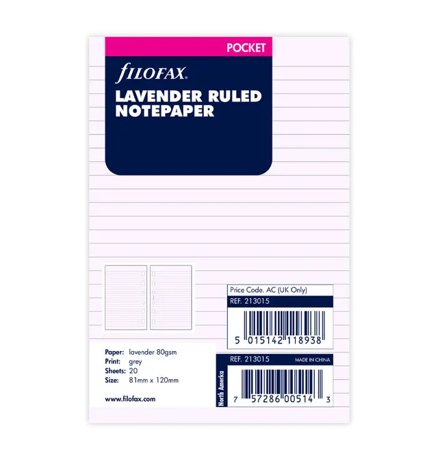 filofax-fogli-a-righe-lavanda-pocket-20-fogli image 1