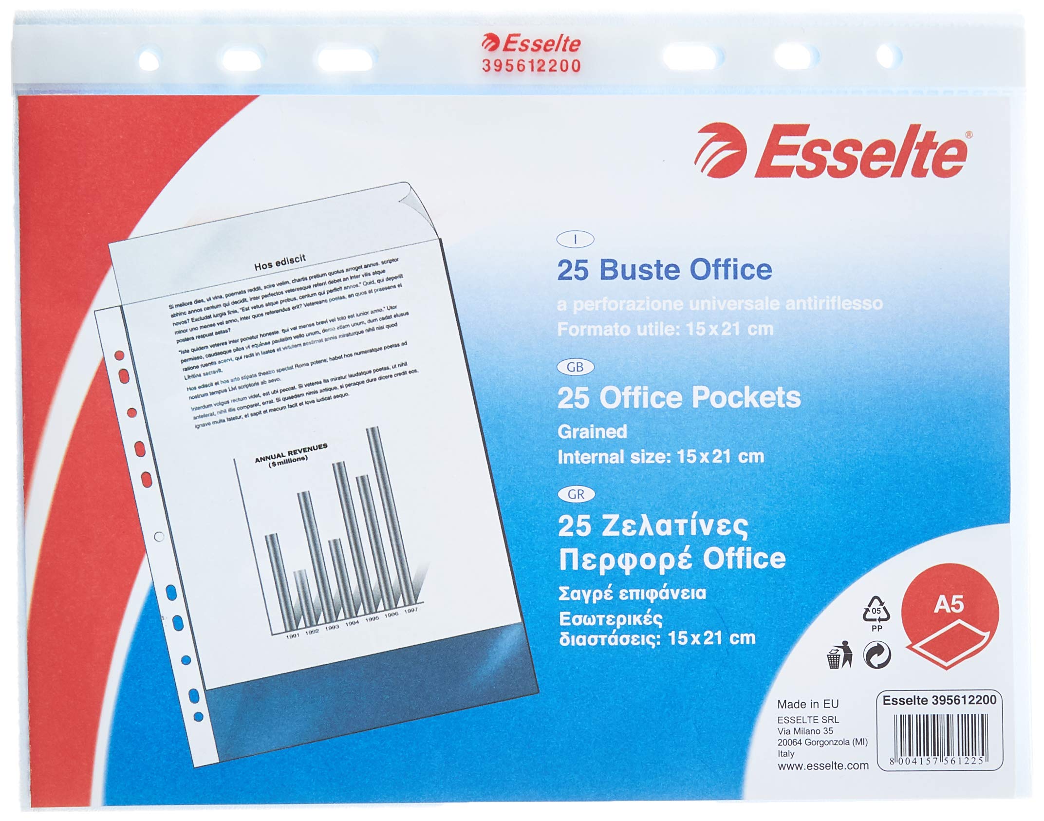 esselte-office-buste-perforate-a5-in-ppl-antiriflesso-confezione-da-25 image 1