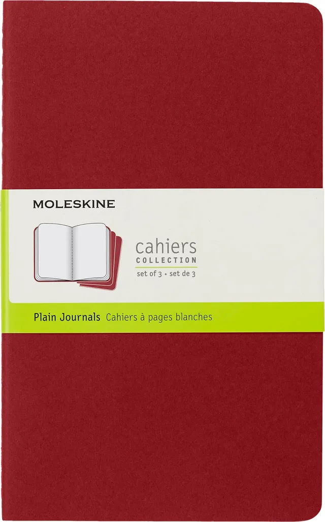 moleskine-cahier-journal-set-3-quaderni-pagine-bianche-large-13x21-cm-rosso image 1