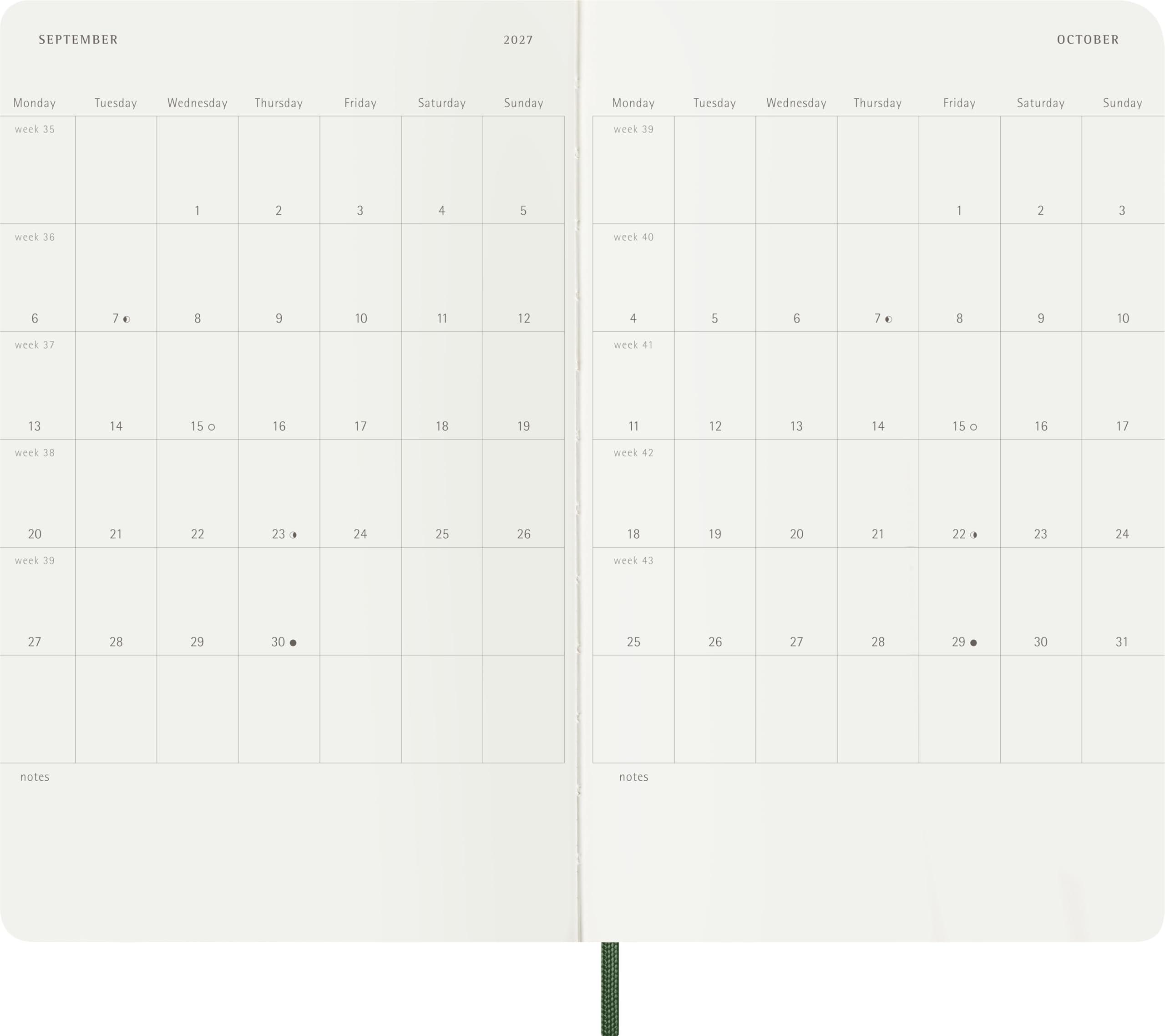 moleskine-agenda-giornaliera-2027-large-13x21-cm-verde-mirto-morbida image 4