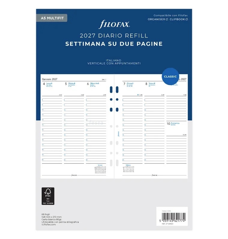 filofax-multifit-2027-a5-calendario-1-settimana-su-2-pagine-verticale-con-appunt image 1