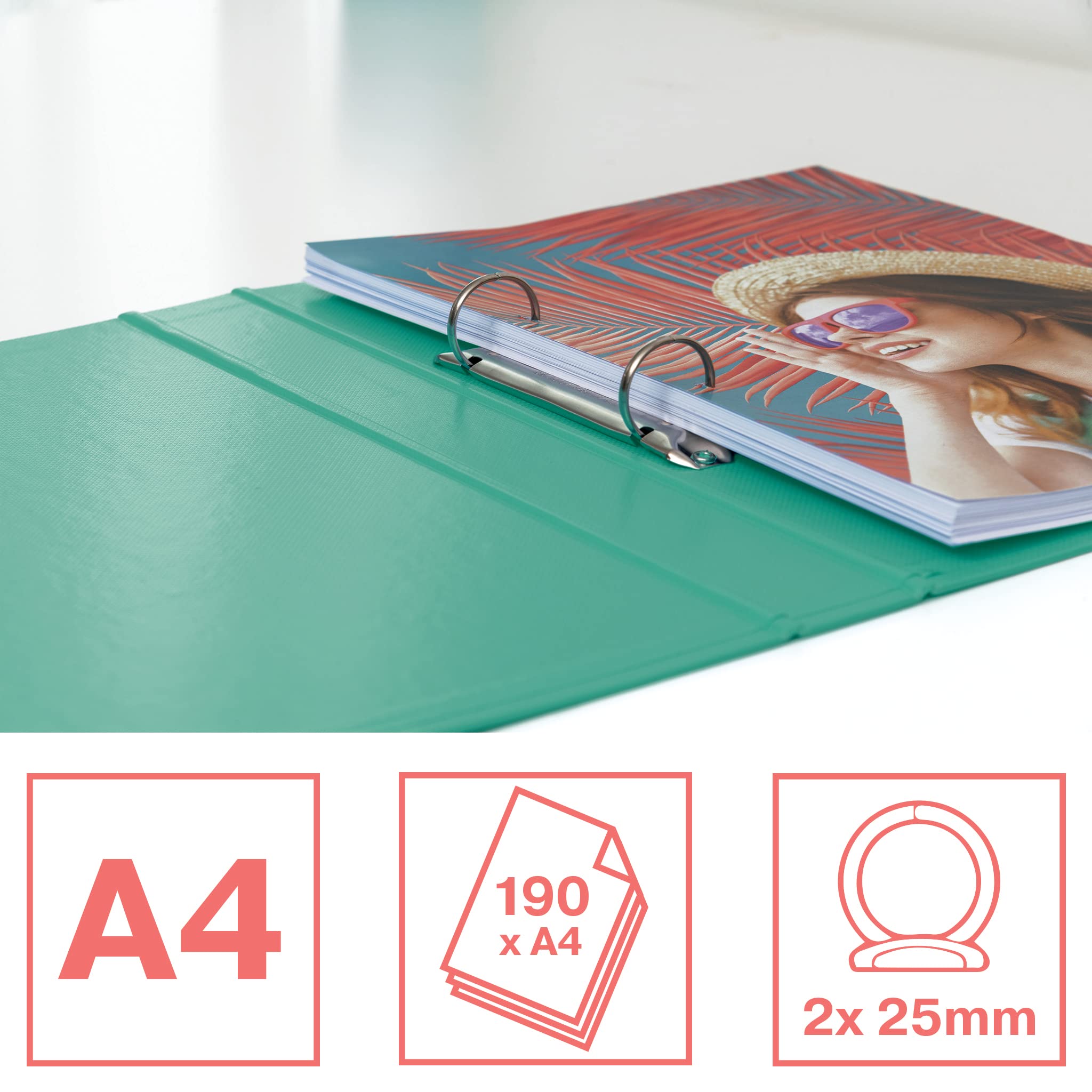 esselte-colour-breeze-raccoglitore-a-2-anelli-a4-dorso-42-mm-verde image 2