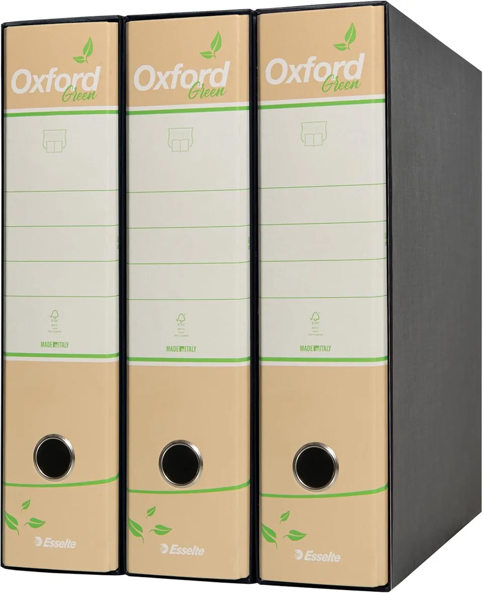 esselte-oxford-green-g85-set-3-registratori-protocollo-8cm-avana image 1
