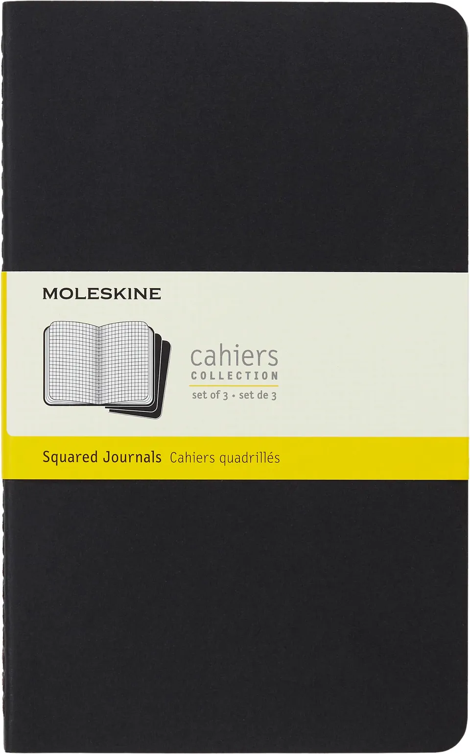 moleskine-cahier-journal-set-3-quaderni-a-quadretti-nero-large-13-x-21-cm image 1