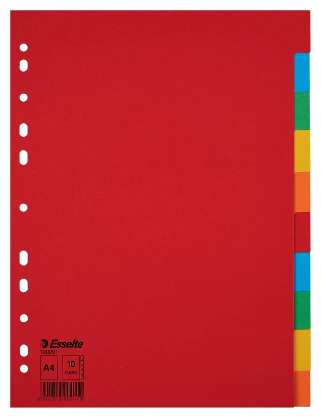 esselte-essentials-intercalari-colorati-a4-10-pezzi-carta-riciclata-160-g-m image 1