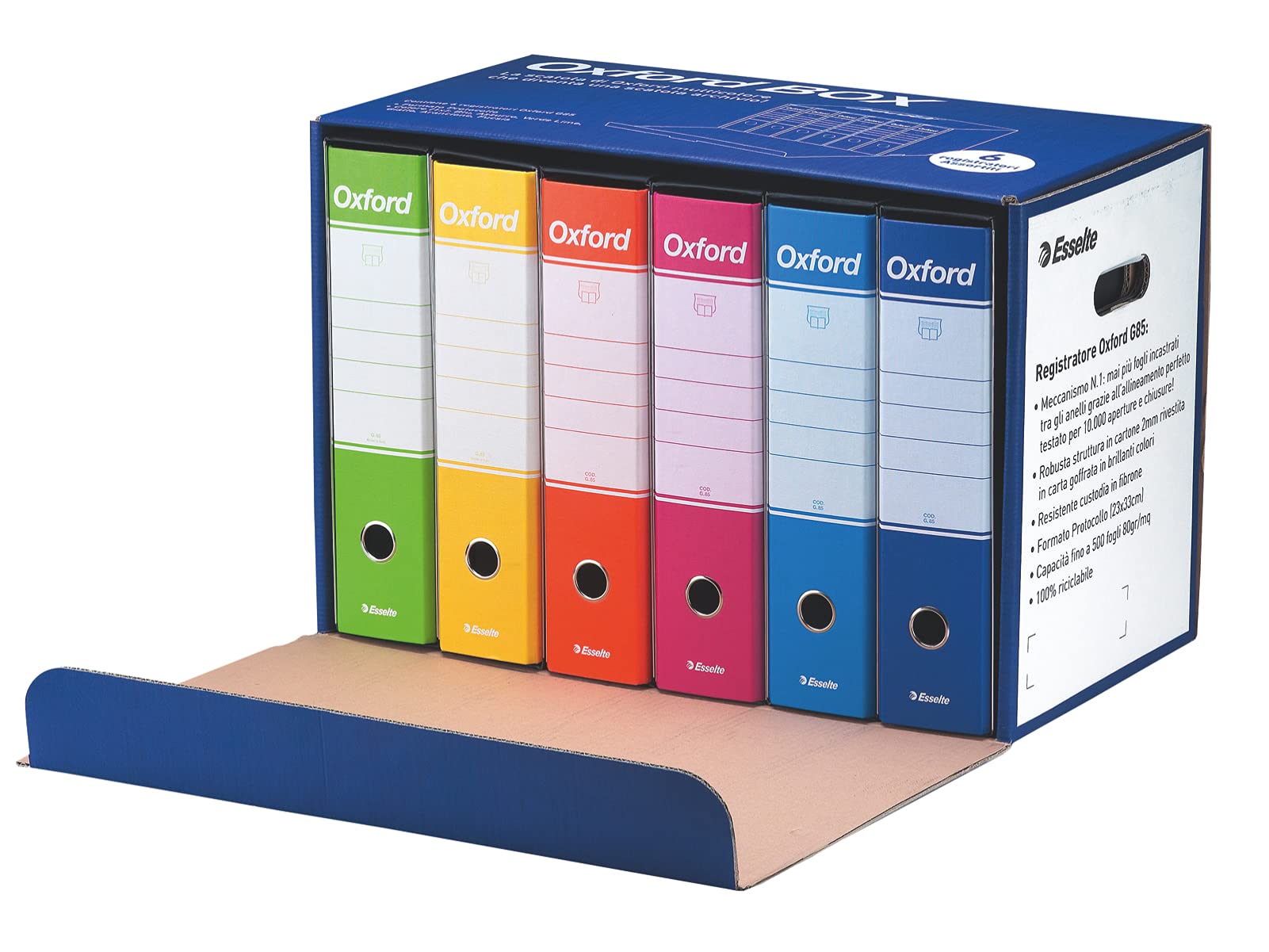 esselte-oxford-box-g85-set-6-raccoglitori-a4-50-buste-perforate-antiriflesso image 7