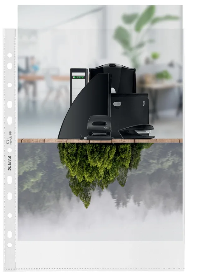 leitz-recycle-buste-perforate-a4-100-micron-trasparente-100-pezzi image 1
